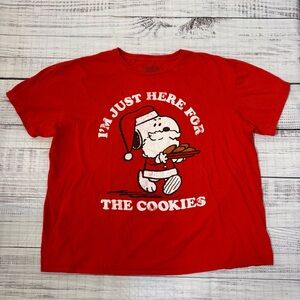 Snoopy Just Here For The Cookies Vibrant Red T-Shirt SZ 2X